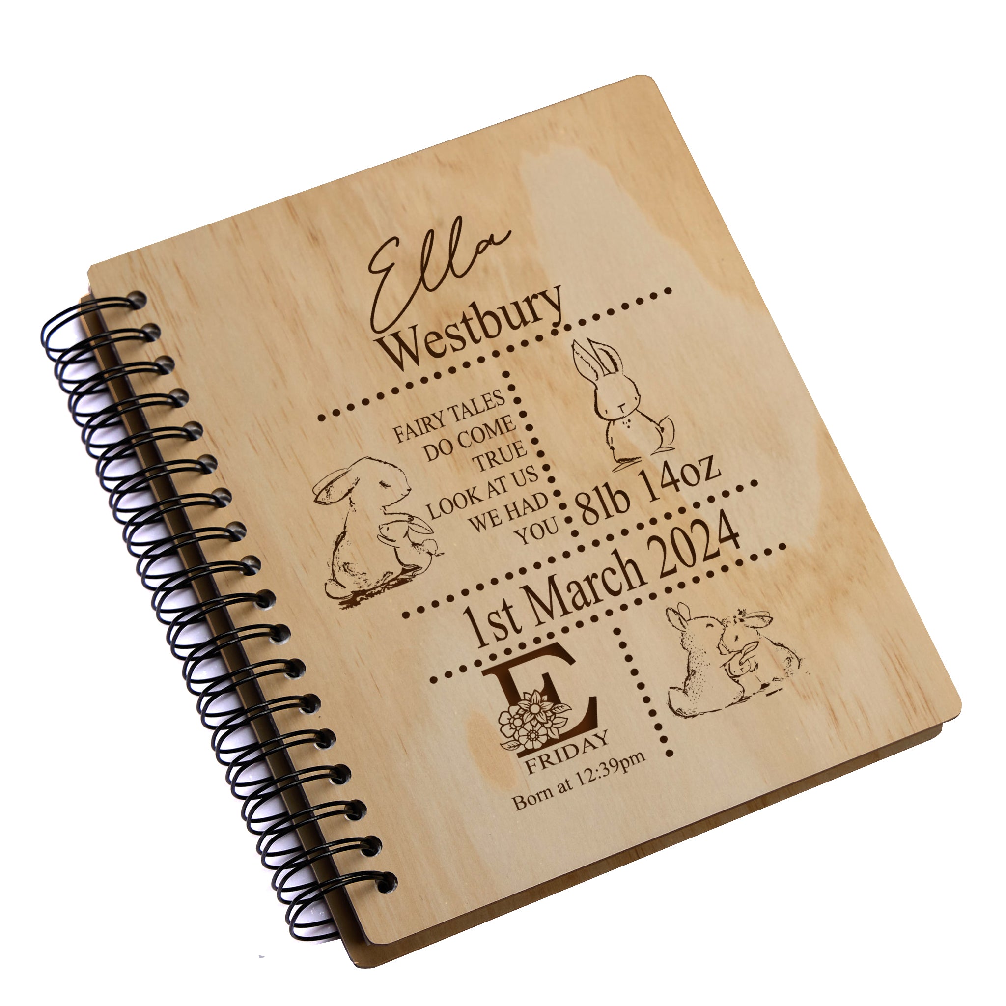 Personalised New Baby Photo Album Gift Rabbit Design Baby Boy Photo Album ukgiftstoreonline