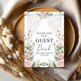 Wedding Guest Book Sign Personalised With Flowers