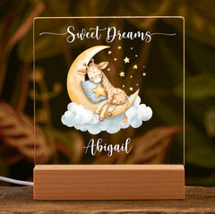 Personalised Baby Gifts Nursery Giraffe Night Light - LED Night Light for restful Sleep - Nursery Bedside Table Lamp - Christening Gift for Baby