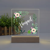 Personalised Gifts Nursery Floral Night Light - LED Night Light for restful Sleep - Nursery Bedside Table Lamp - Gift For Her