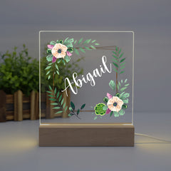 Personalised Gifts Nursery Floral Night Light - LED Night Light for restful Sleep - Nursery Bedside Table Lamp - Gift For Her