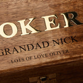 Wonderful Personalised Wooden Poker gift set with sentiment
