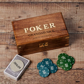 Wonderful Personalised Wooden Poker gift set with sentiment