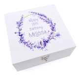 ukgiftstoreonline Personalised Luxury Birthday Lavender Wreath Keepsake Wooden Box