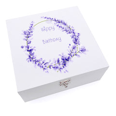 ukgiftstoreonline Personalised Luxury Birthday Lavender Wreath Keepsake Wooden Box