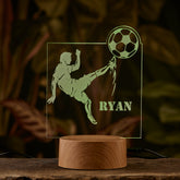 Personalised Footballer Design Gift Lamp Night Light Kids Bedroom
