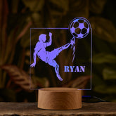 Personalised Footballer Design Gift Lamp Night Light Kids Bedroom
