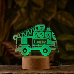 Personalised Fire Engine LED Children's Night lamp 7 Colour Changing