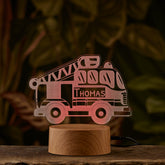 Personalised Fire Engine LED Children's Night lamp 7 Colour Changing
