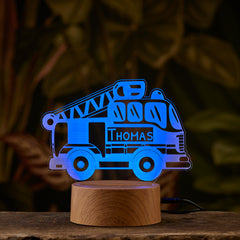 Personalised Fire Engine LED Children's Night lamp 7 Colour Changing