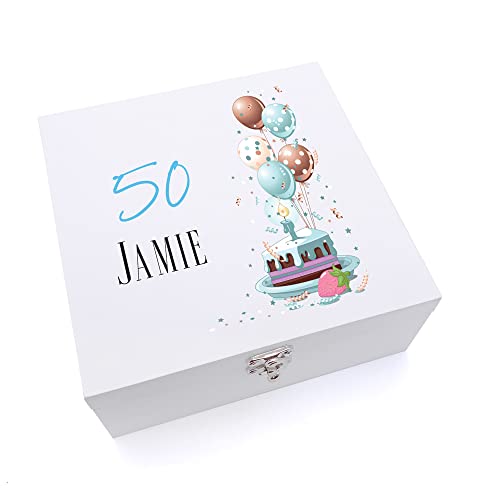 Personalised 50th Birthday Gifts For Him Keepsake Wooden Box ukgiftstoreonline