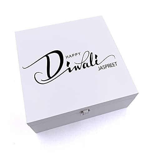ukgiftstoreonline Personalised Happy Diwali Script Style Keepsake Wooden Box Keepsake Wooden Box ukgiftstoreonline
