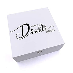 ukgiftstoreonline Personalised Happy Diwali Script Style Keepsake Wooden Box Keepsake Wooden Box ukgiftstoreonline