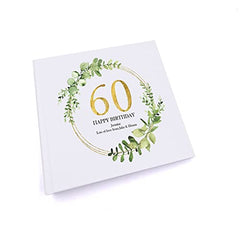 Personalised 60th Birthday Gift for her Photo Album Gold Wreath Design