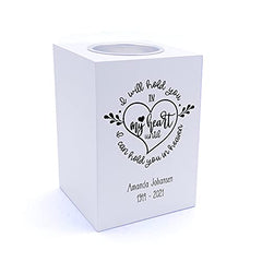 Personalised I will hold you in my heart Memorial Remembrance Tea Light Holder