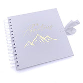 Our Adventures White Scrapbook, Guest Book Or Photo Album with Gold Script