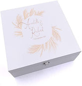 ukgiftstoreonline Personalised Wedding Feather Design Keepsake Wooden Box