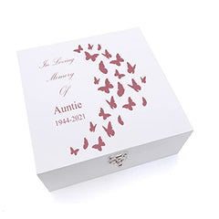 ukgiftstoreonline Personalised Auntie In Loving Memory Butterflies Keepsake Wooden Box Keepsake Wooden Box ukgiftstoreonline