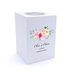 Personalised Pink Flower Wedding Tea Light Holder