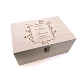 Personalised Wedding Day Wooden Engraved Keepsake Box With Leaf Design