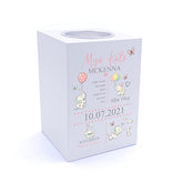 Personalised Baby Girl Elephants Design Tea Light Holder