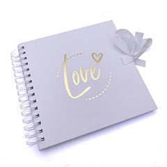 Love or Wedding Guest Book White Scrapbook Photo album With Gold Script