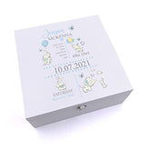 Personalised Baby Boy Elephants Design Keepsake Wooden Box