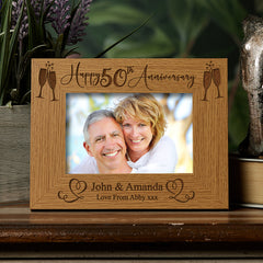 Personalised 50th Wedding Anniversary Wooden Engraved Photo Frame Gift wedding photo frame ukgiftstoreonline