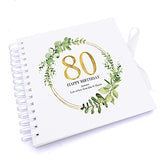 Personalised 80th Birthday Gift for her Scrapbook Photo Album Gold Wreath