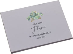 Personalised Eucalyptus Leaf Wedding Linen Guest Book Printed