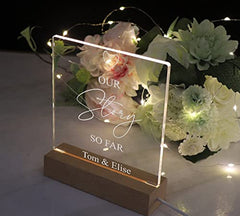 Personalised Night Light LED Lamp Gift Our Story So Far Love Design