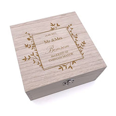 Personalised Wedding Day Memory Keepsake Box Gift With Leaf Design