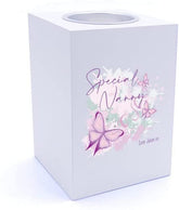 Personalised Special Nanny Pink & Purple Butterfly Gift Tea Light Holder