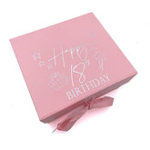 ukgiftstoreonline Pink 18th Birthday Keepsake Memory Box Gift With Silver Print