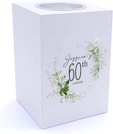 Personalised 60th Birthday Botanical Design Tea Light Holder Gift