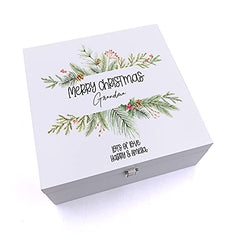 ukgiftstoreonline Personalised Grandma Merry Christmas Keepsake Wooden Box