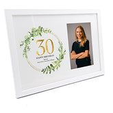 Personalised 30th Birthday Gift for her Photo Frame Gold Wreath Design