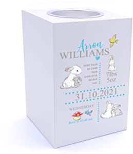 Personalised Rabbit Baby Boy Tea Light Holder Tea Light Holder ukgiftstoreonline