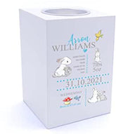 Personalised Rabbit Baby Boy Tea Light Holder