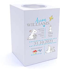 Personalised Rabbit Baby Boy Tea Light Holder Tea Light Holder ukgiftstoreonline