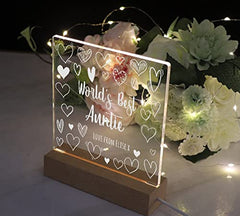 World's Best Auntie Personalised Night Light LED Lamp Gift