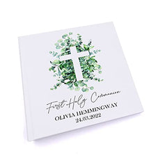 Personalised First Holy Communion Photo Album Gift With Cross and Eucalyptus