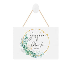 ukgiftstoreonline Personalised Wedding Plaque With Eucalyptus Wreath