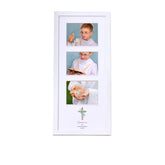 Personalised Communion Triple Photo Frame With Natural Cross