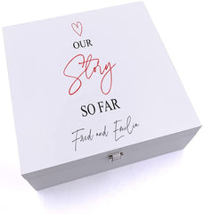 ukgiftstoreonline Personalised Our Story So Far Wedding Anniversary Keepsake Wooden Box