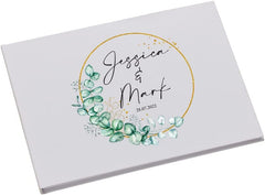 Personalised A4 Linen Wedding Guest Book Printed With Eucalyptus Wreath