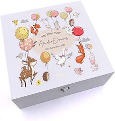 ukgiftstoreonline Personalised My First Year Birthday Keepsake Wooden Box