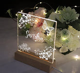 Personalised Night Light LED Lamp Gift Any Name and Botanical Design