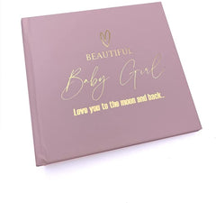 Beautiful Baby Girl Pink Photo Album With Gold Script