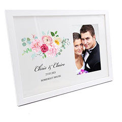 Personalised Pink Flower Wedding Photo Frame